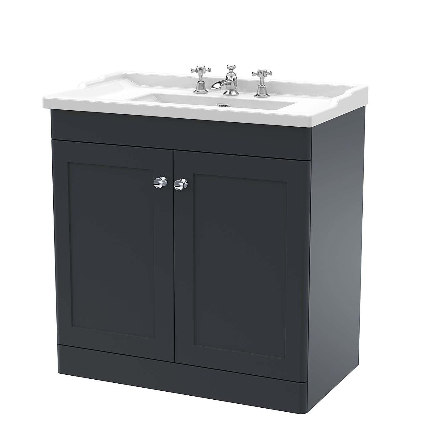 Classique Floor Standing 2 Door Vanity Unit with Ceramic Basin