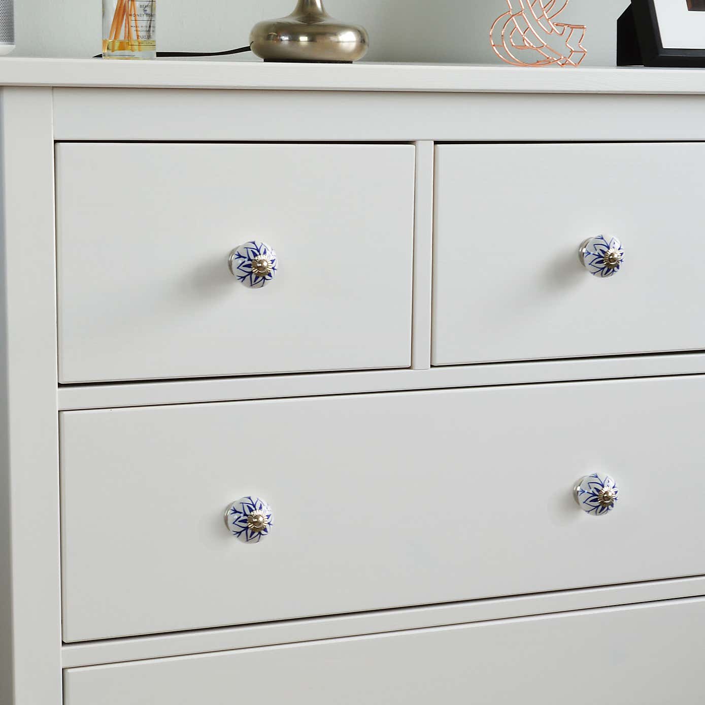 Set of 6 Nicola Spring Navy Flower Round Drawer Knobs