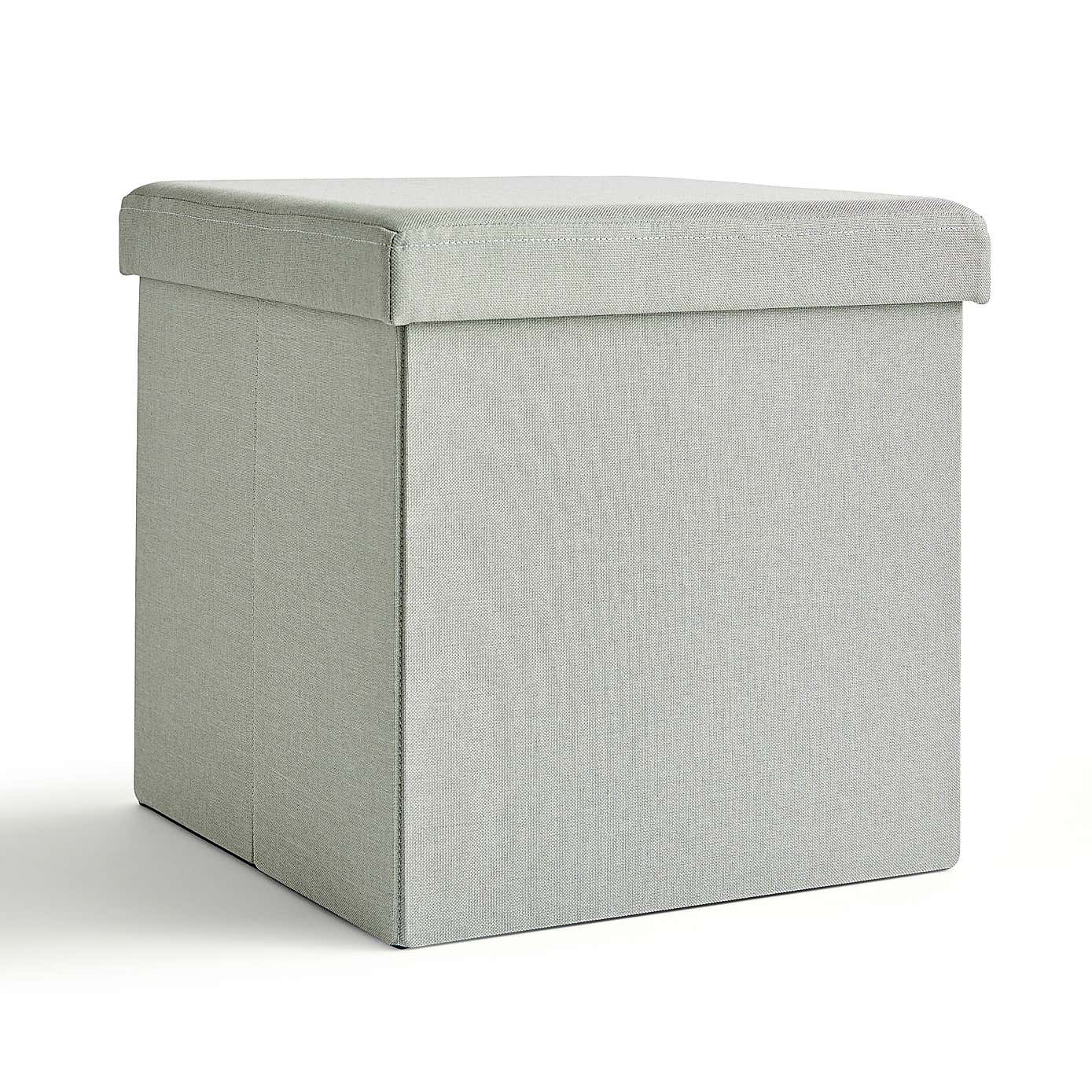 Faux Linen Cube Ottoman