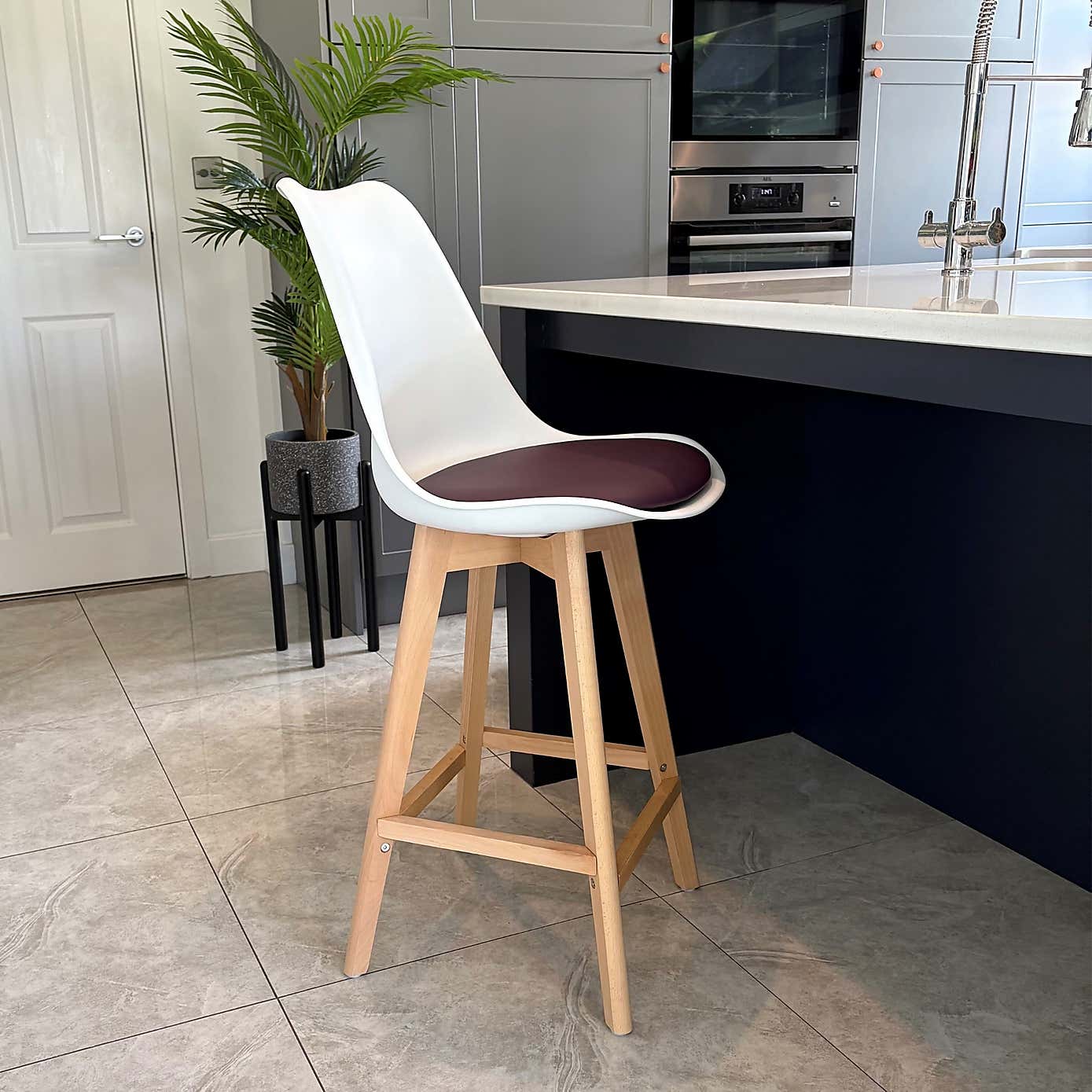 Fusion Living Soho White Plastic Bar Stool