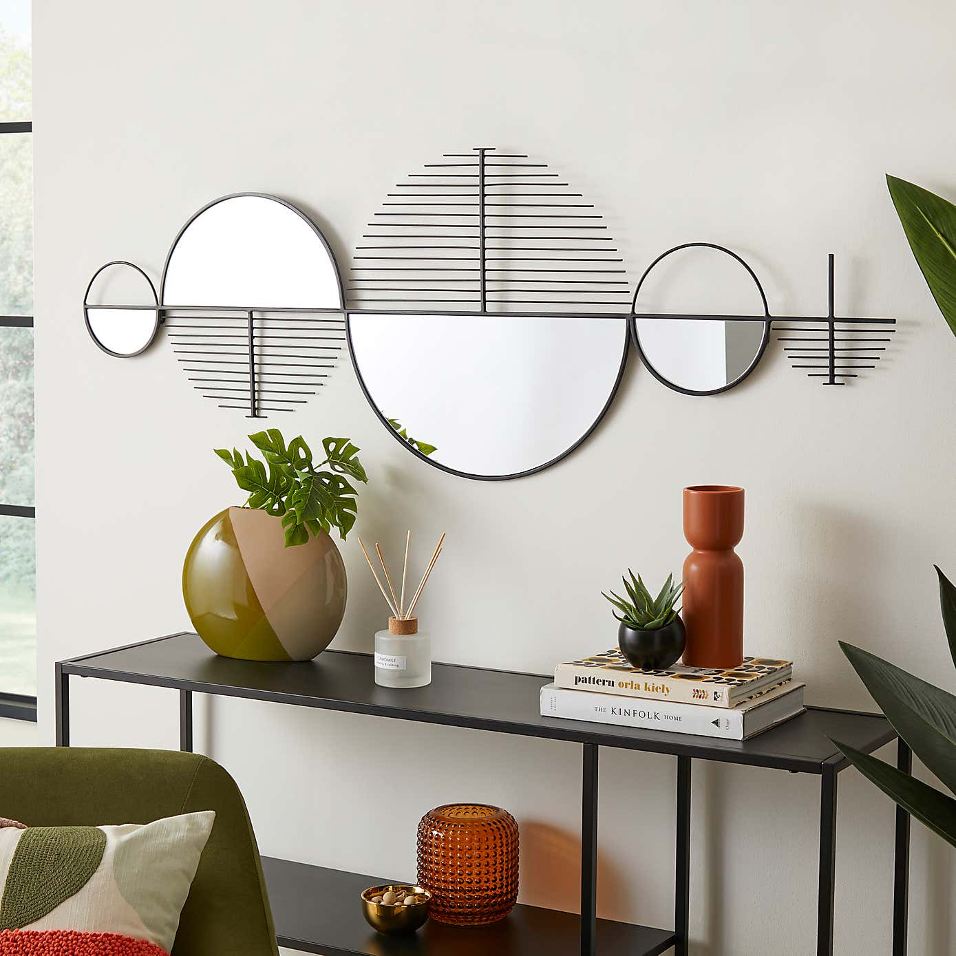 Elements Mirrored Round Indoor Outdoor Wall Art Mirror
