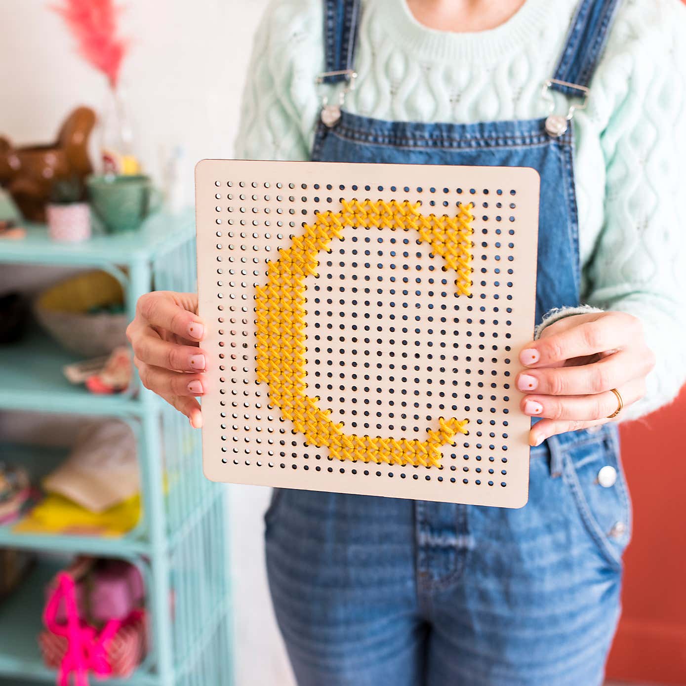 Cotton Clara Pegboard Embroidery Board Kit Mustard