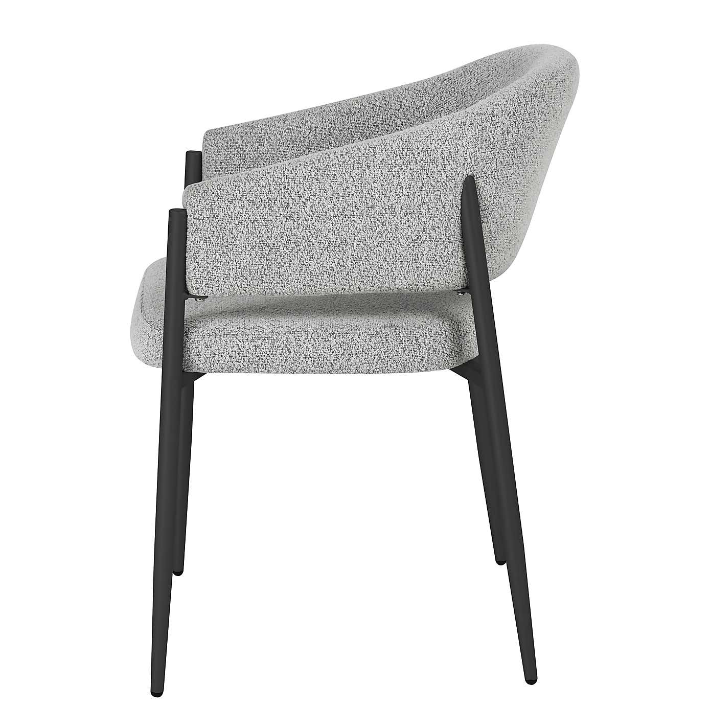 Set of 2 Indus Valley Herbie Curved Back Boucle Dining Chairs