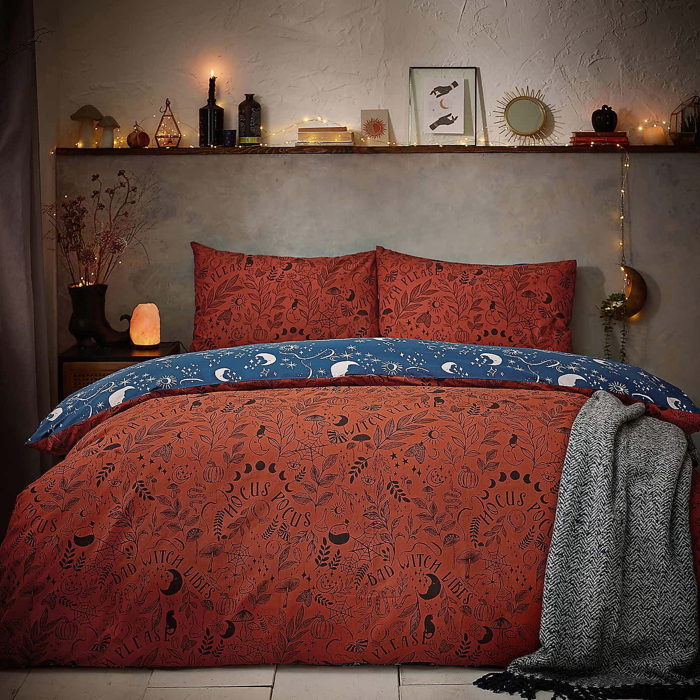 furn. Witchy Vibes Duvet Cover Set Rust