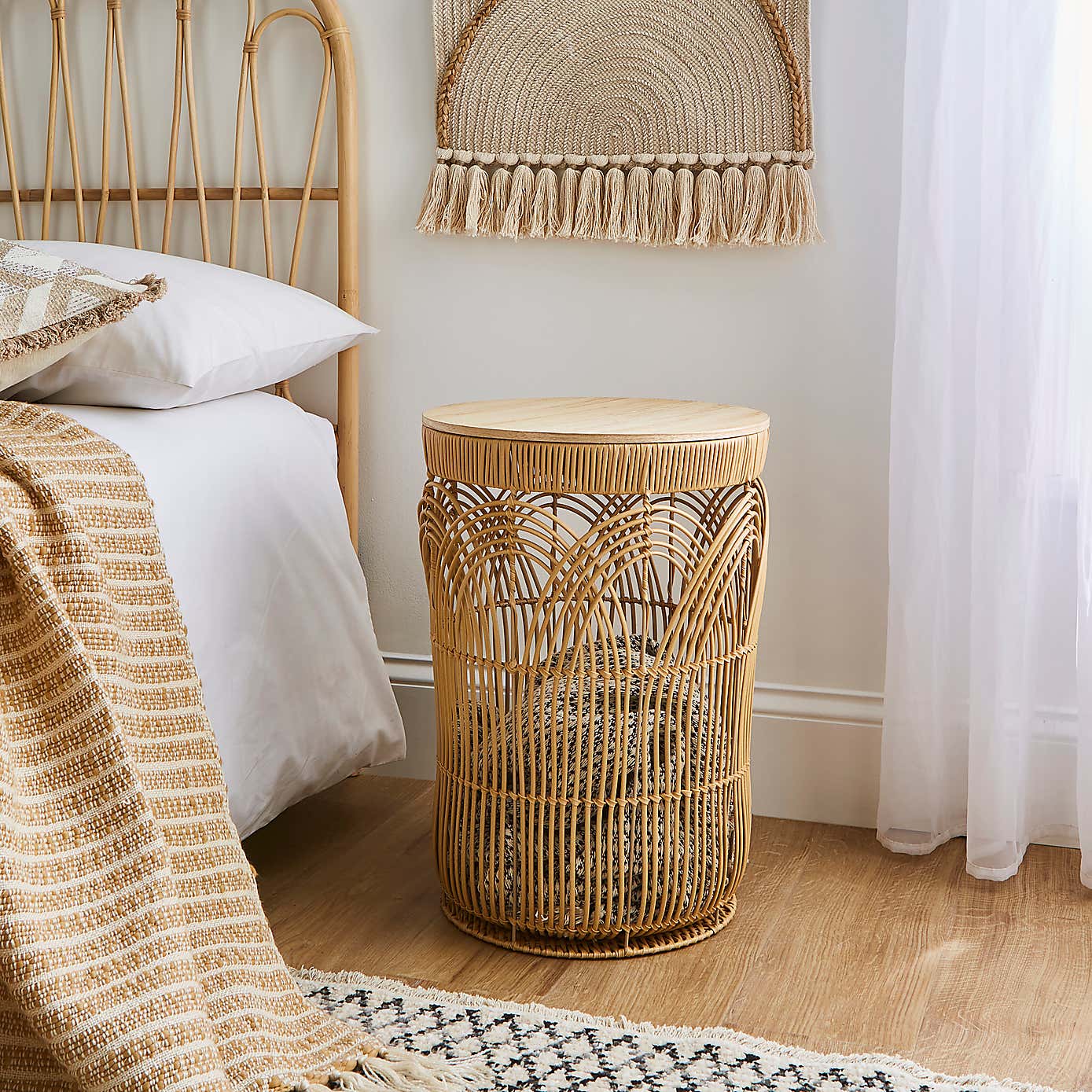 Faux Rattan Storage Basket with Lid