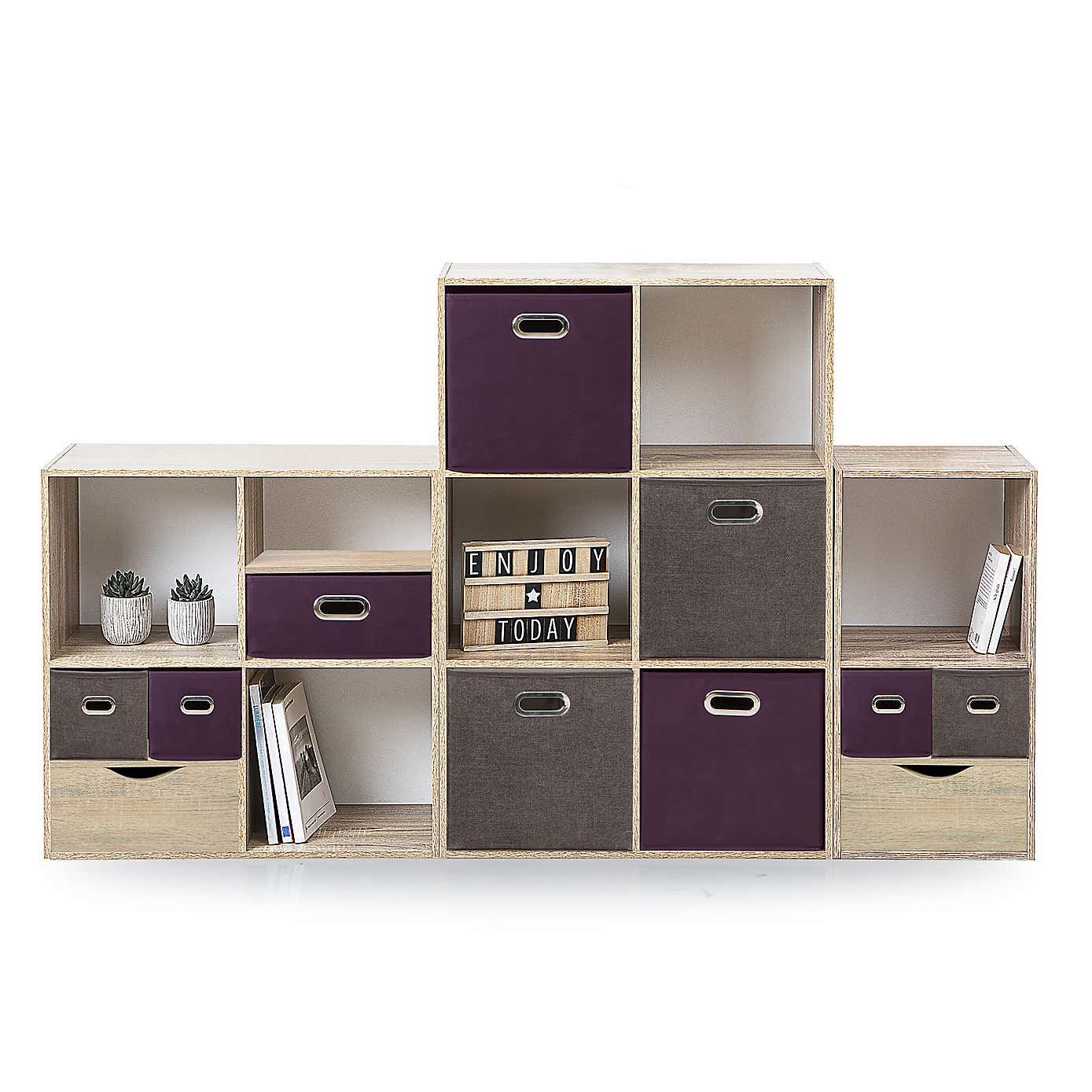 Mix and Modul Set of 2 Linen Effect Cube Storage Boxes