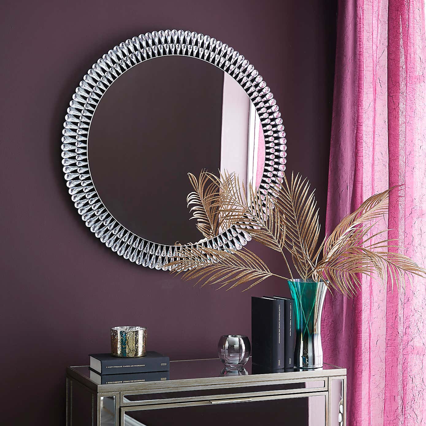 Glam Gem Edge Round Wall Mirror