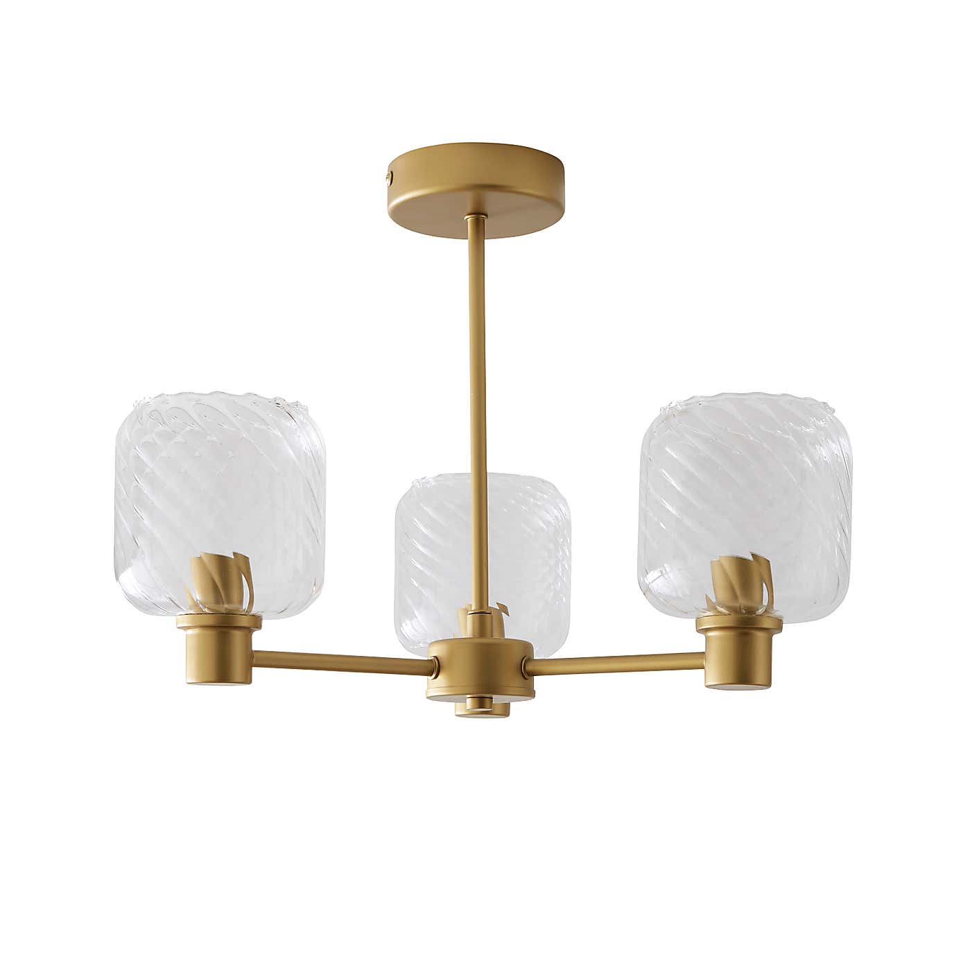 Erika Ribbed 3 Light Semi Flush Ceiling Light