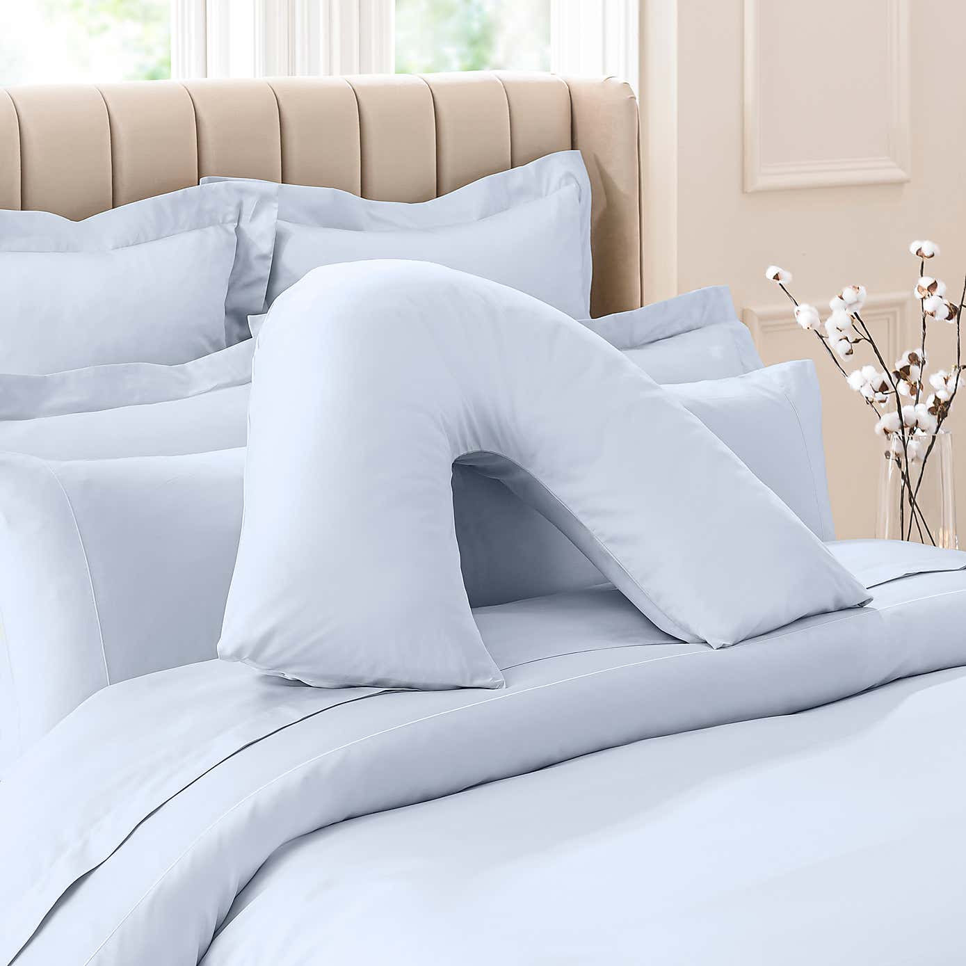 Dorma 300 Thread Count 100% Cotton Sateen Plain V-Shaped Pillowcase