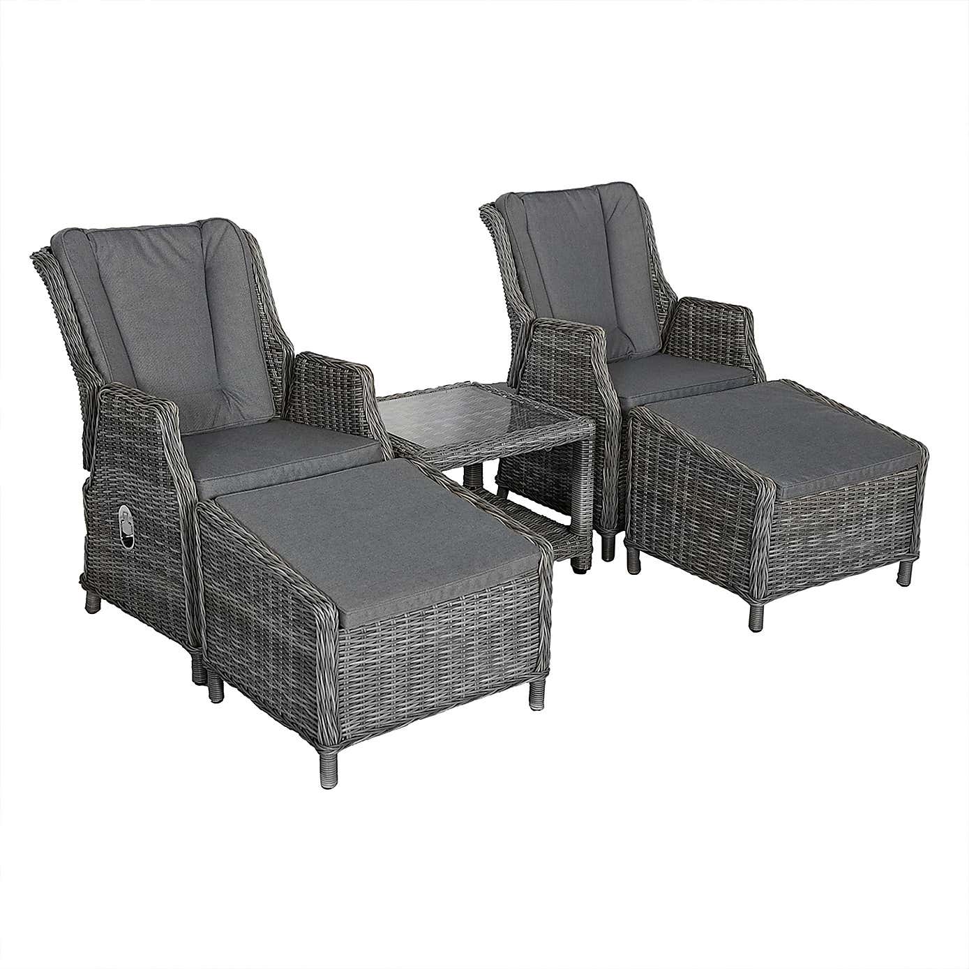 A.Mir Paris 5 Piece Deluxe Outdoor Reclining Chair Set