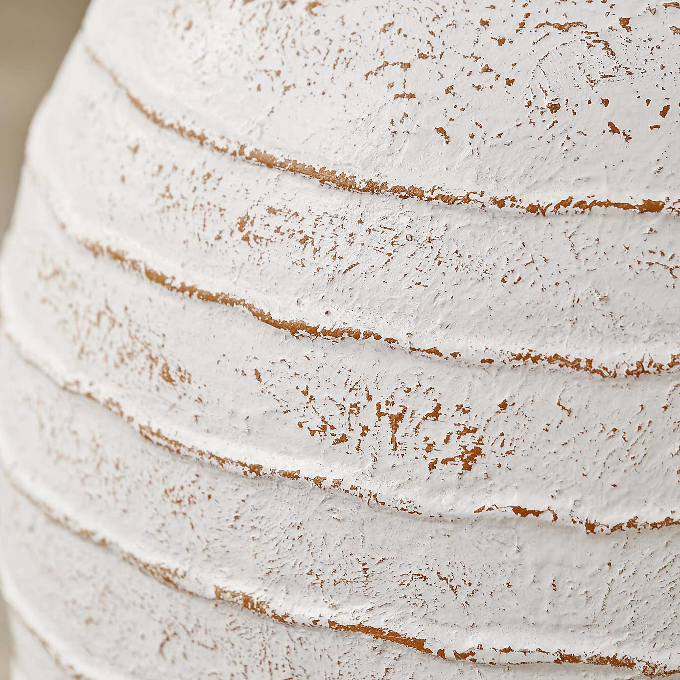 Ribbed White Wash Fibrestone Decorative Vase