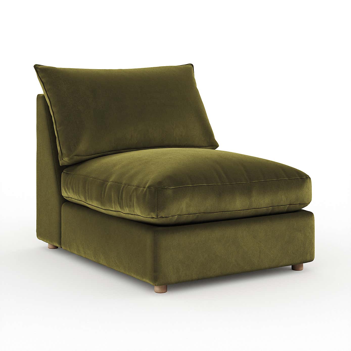 Full Circle Austin Luxury Velvet Modular Armless Sofa Piece