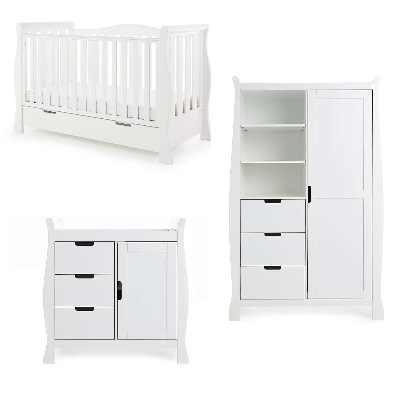OBaby Stamford Luxe 3 Piece Nursery Room Set, Pine