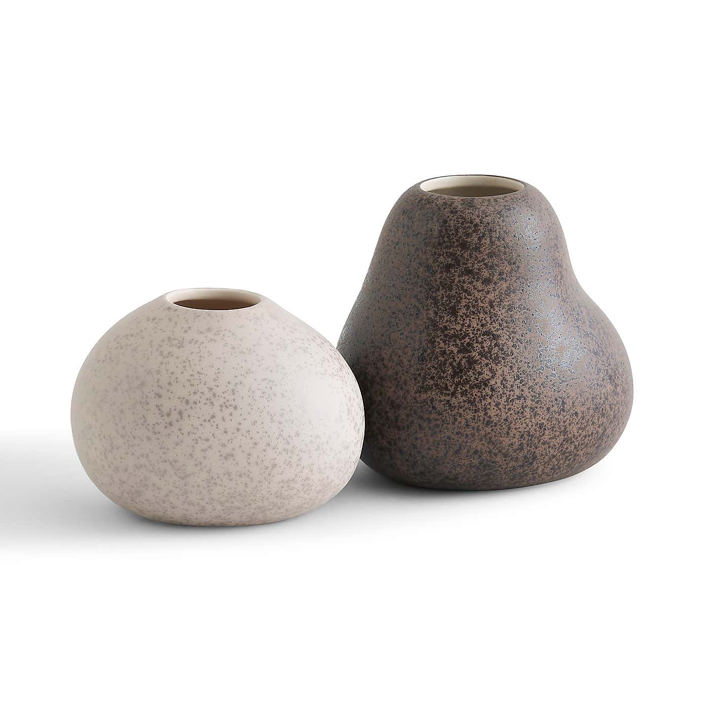 Set of 2 Ceramic Pebble Vases