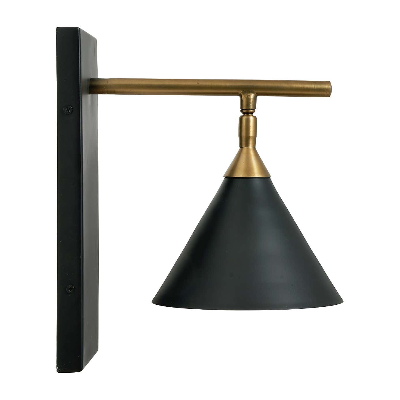 Zeta Matt Black and Antique Brass Wall Light