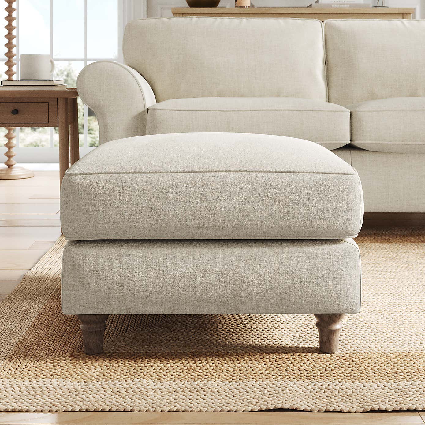 Flori Footstool, Tonal Plush Chenille