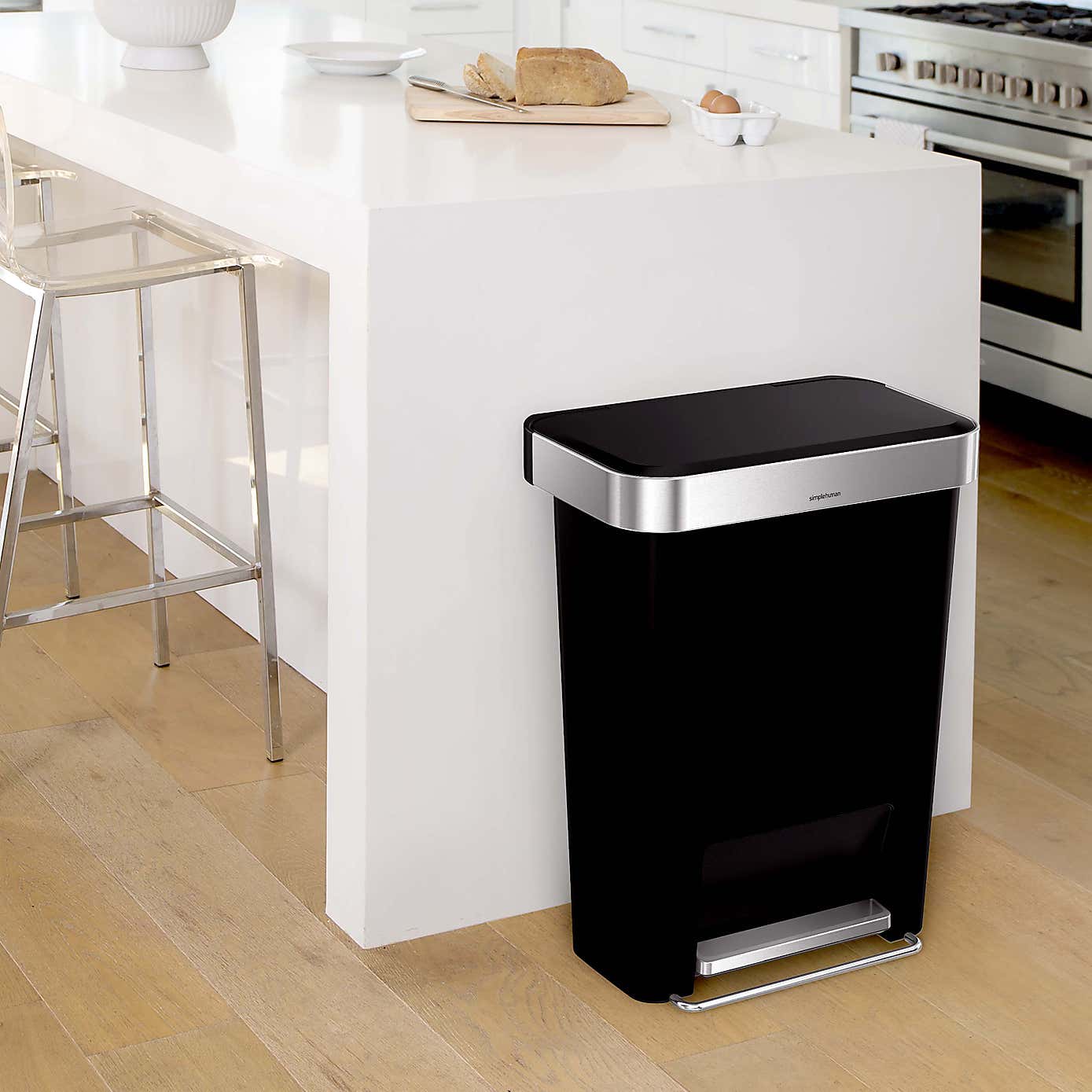 simplehuman 45 Litre Plastic Pedal Bin With Liner Pocket