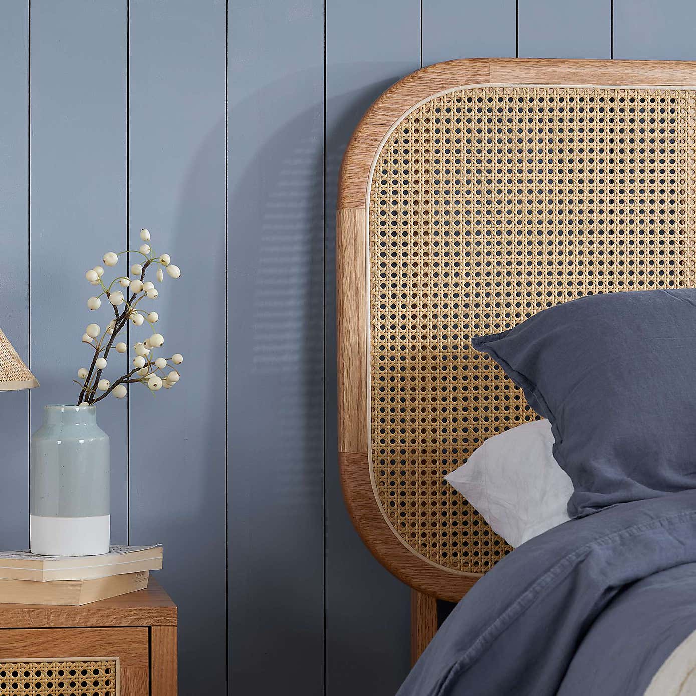 Birlea Elina Rattan Bed Frame, Oak