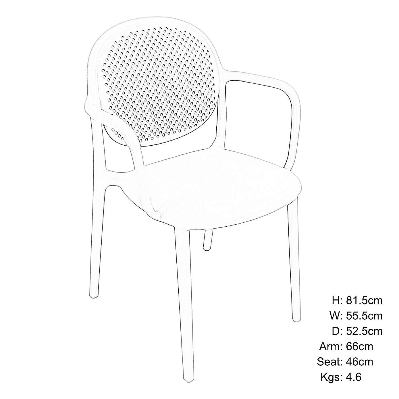 Modura Henrik Square Dining Table with 4 Stina Armchairs