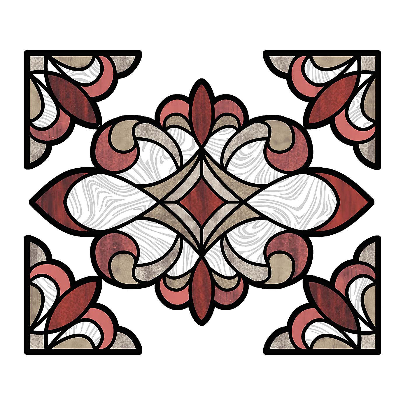 Red Westwood Static Stained Glass Decal