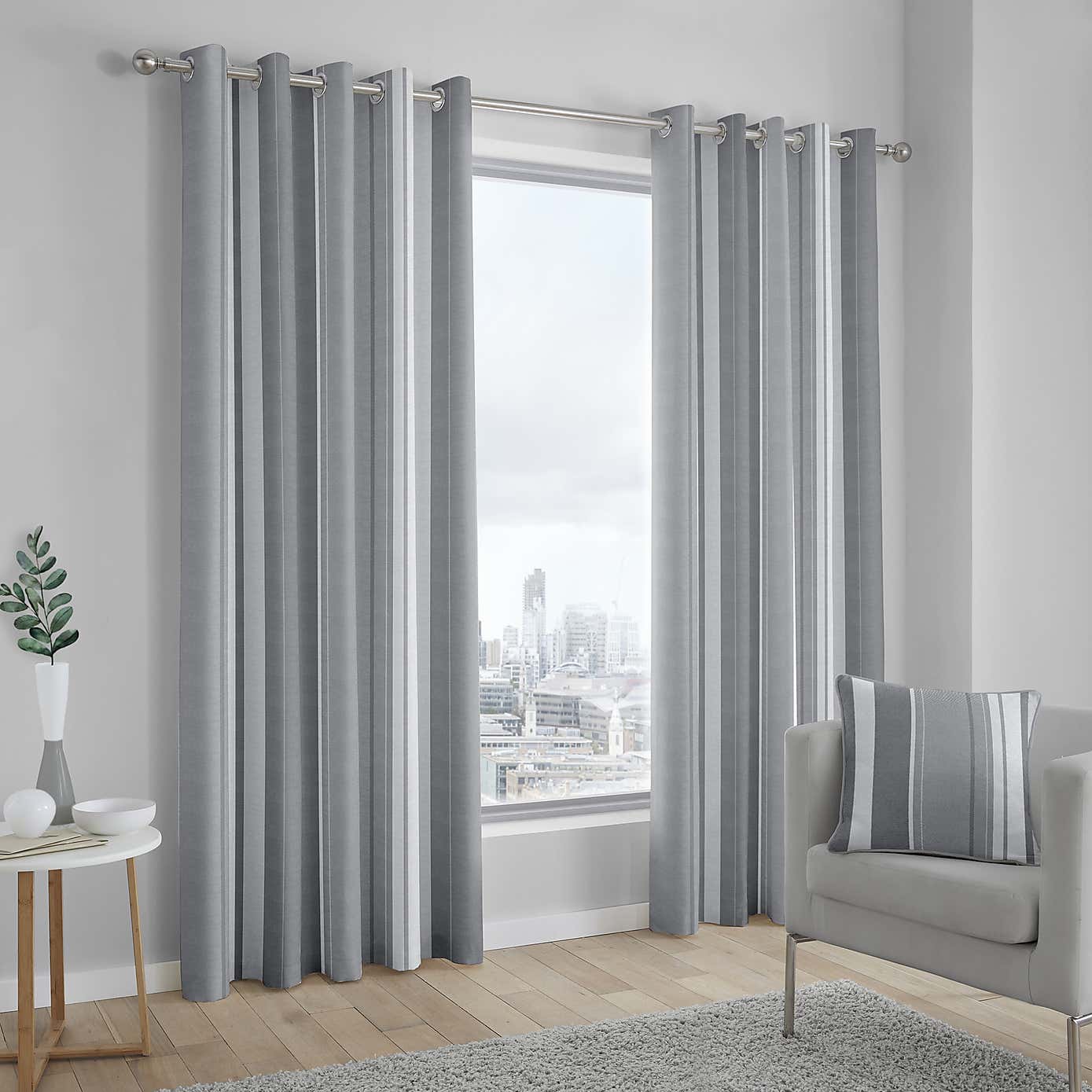 Fusion Whitworth Striped Eyelet Curtains