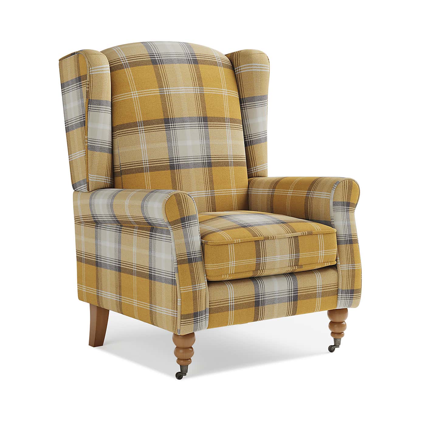 Oswald Grande Check Wingback Armchair