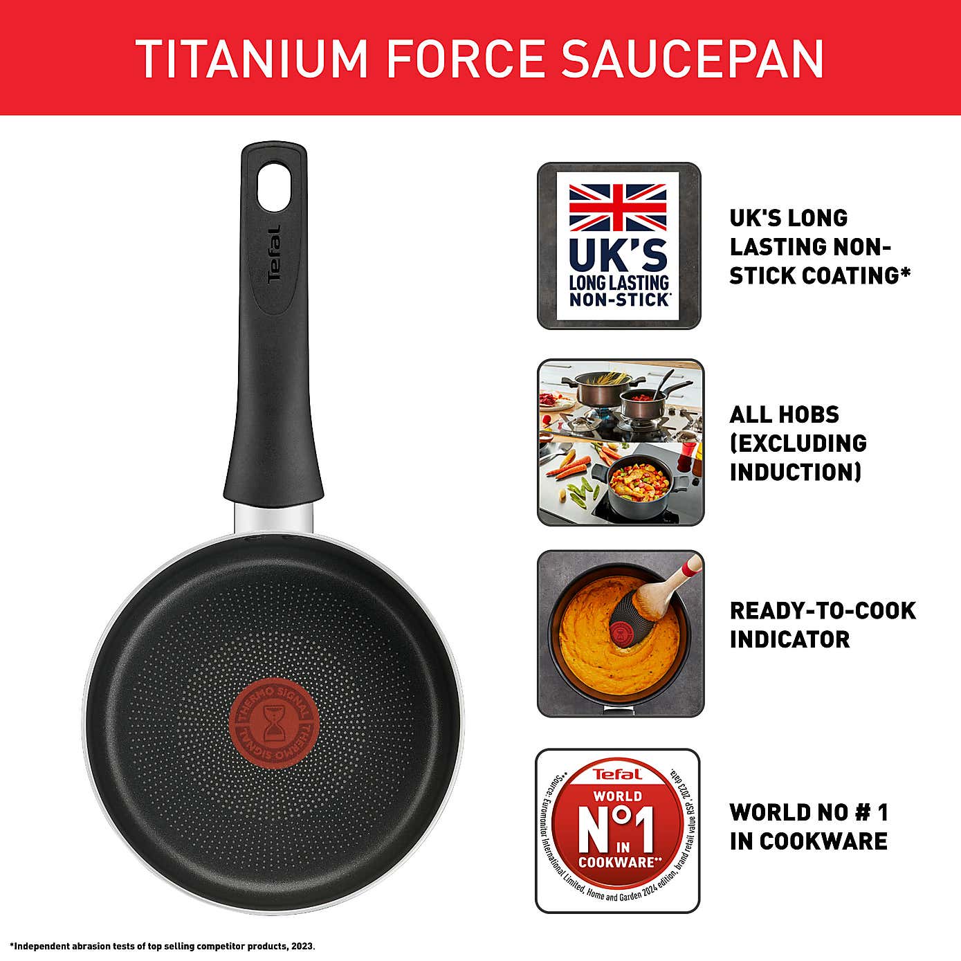 Tefal Titanium Force Non-Stick Aluminium Saucepan, 18cm