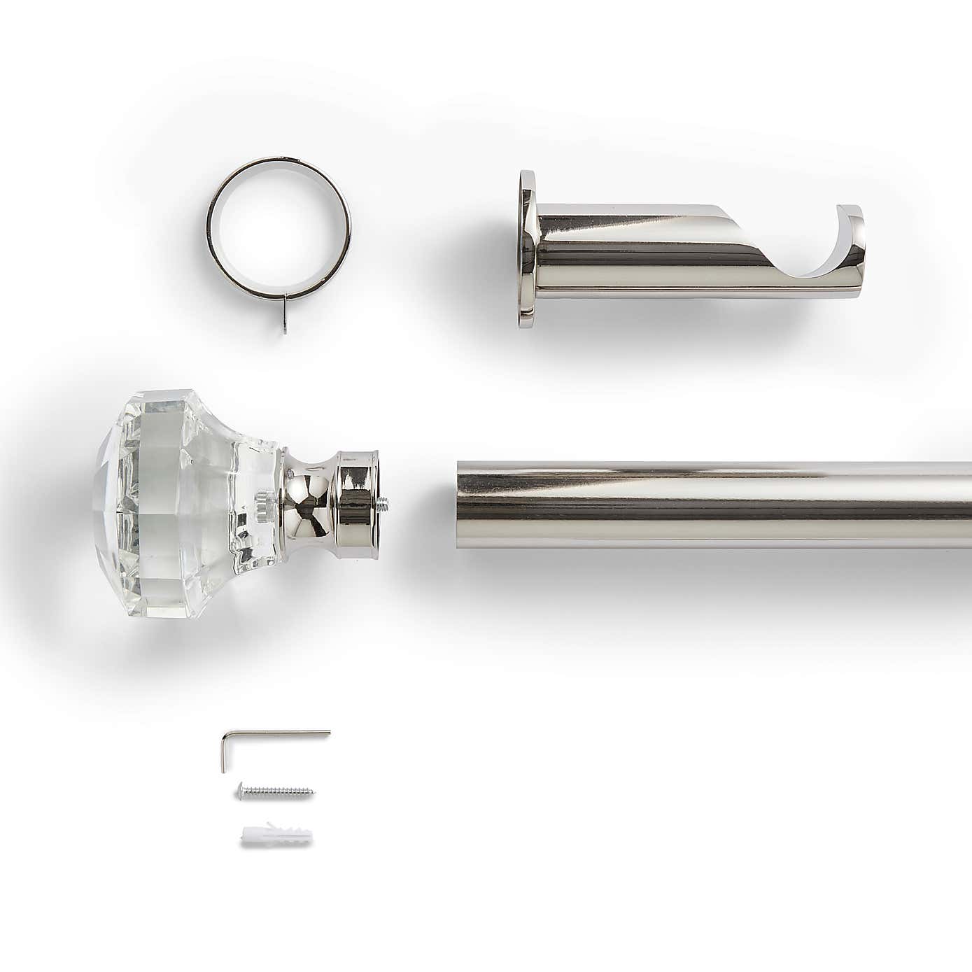 Crystal Gemstone Fixed Metal Curtain Pole with Rings