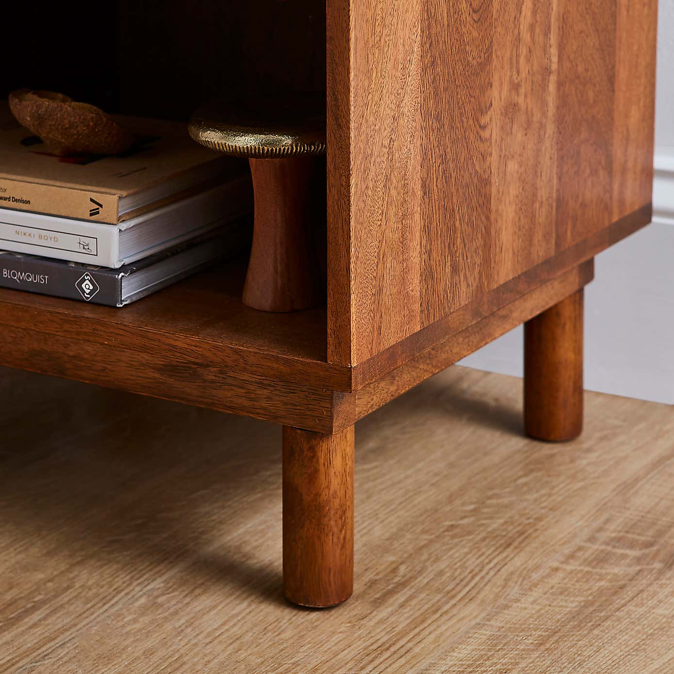 Brannock 1 Drawer Bedside Table, Mid Stained Mango Wood