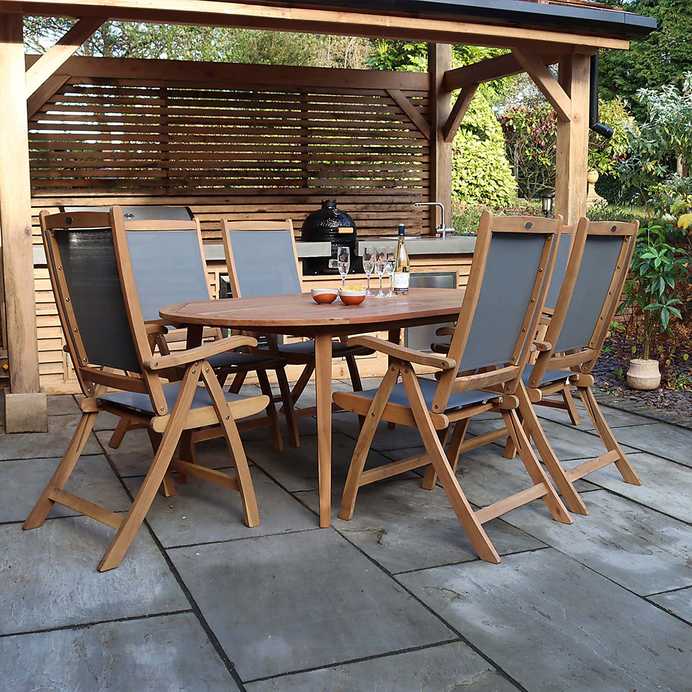 A.Mir Ellipse 6 Seater Outdoor Recliner Set