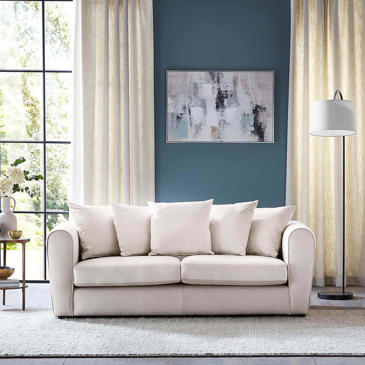 Blake Opulent Velvet Curved Quilted Arm 3 Seater Sofa