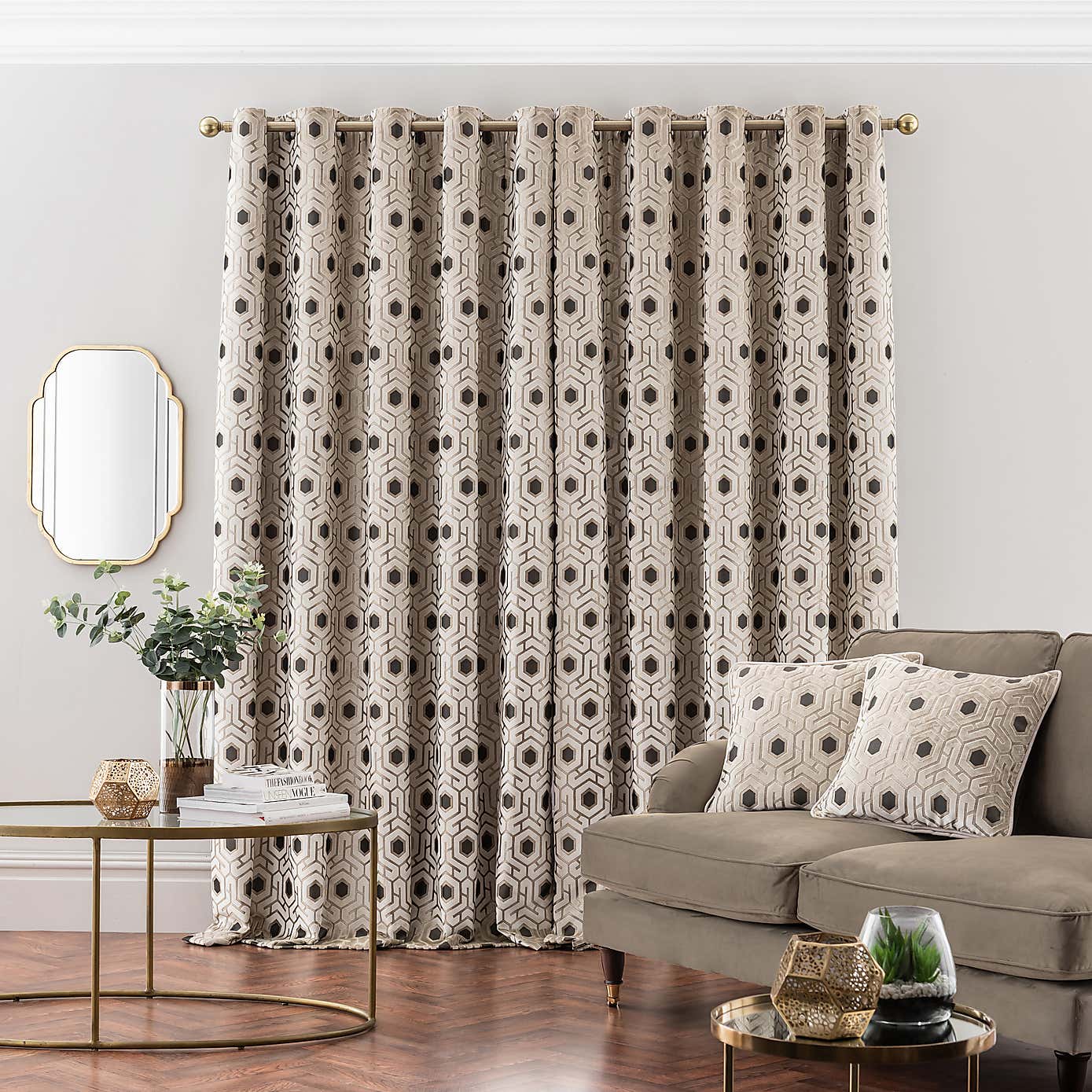 Geo Cut Velvet Eyelet Curtains