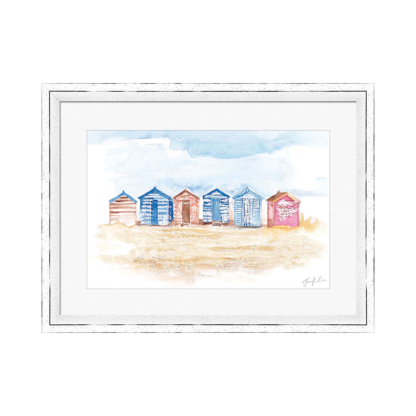 The Art Group Beach Huts Framed Print
