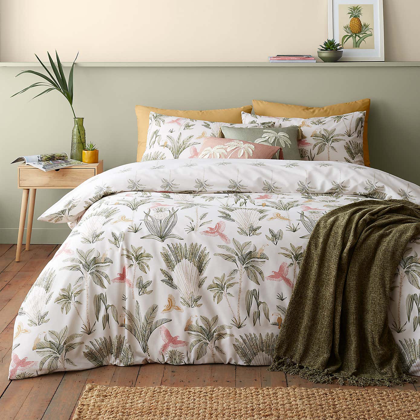 Catherine Lansfield Paradiso Palm Reversible Duvet Cover & Pillowcase Set