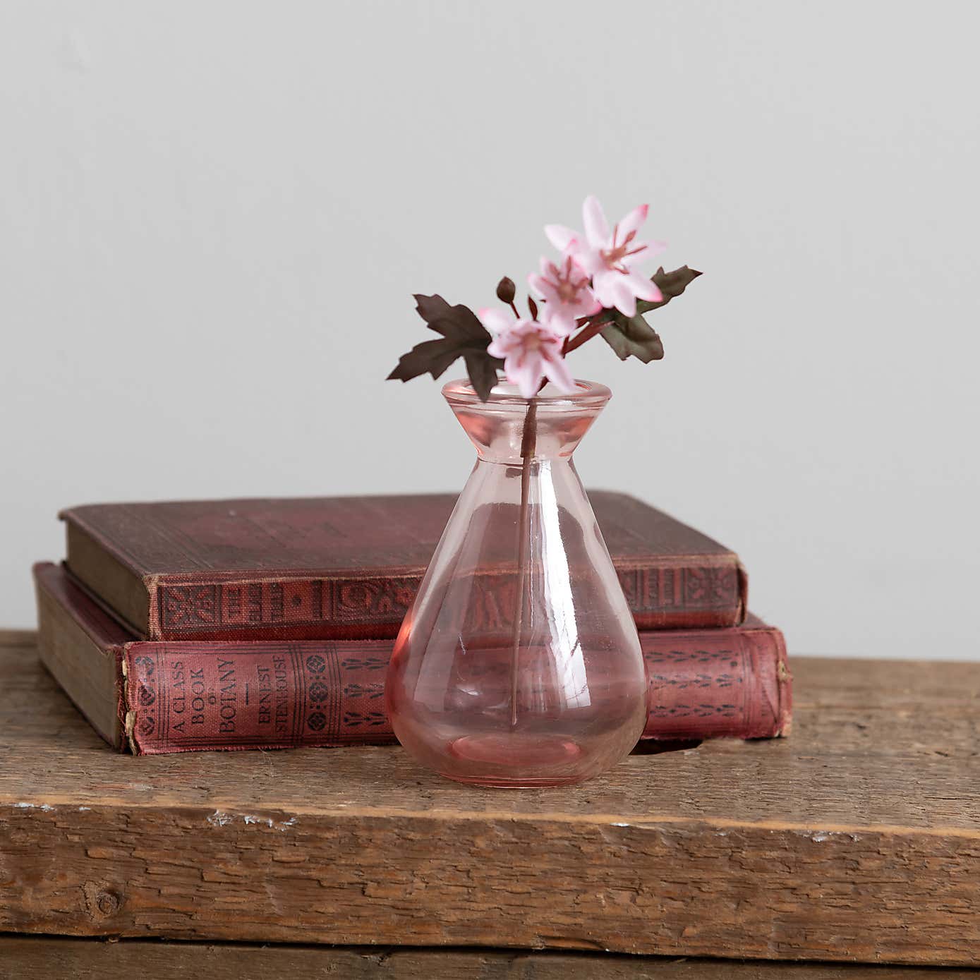 Set of 3 Artificial Pretty Boho Stems in Pink Glass Vases