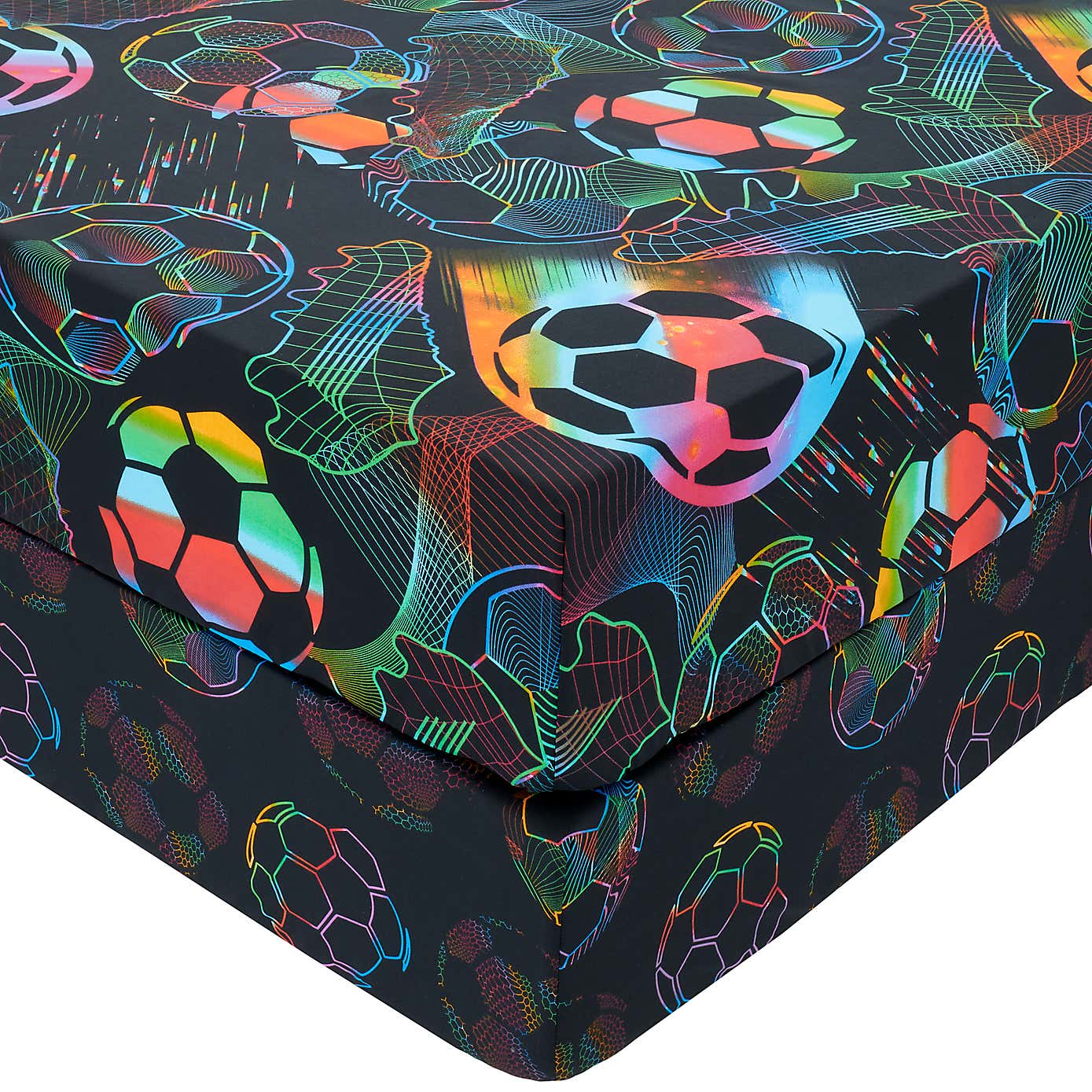 Bright Football Polycotton Fitted Sheet