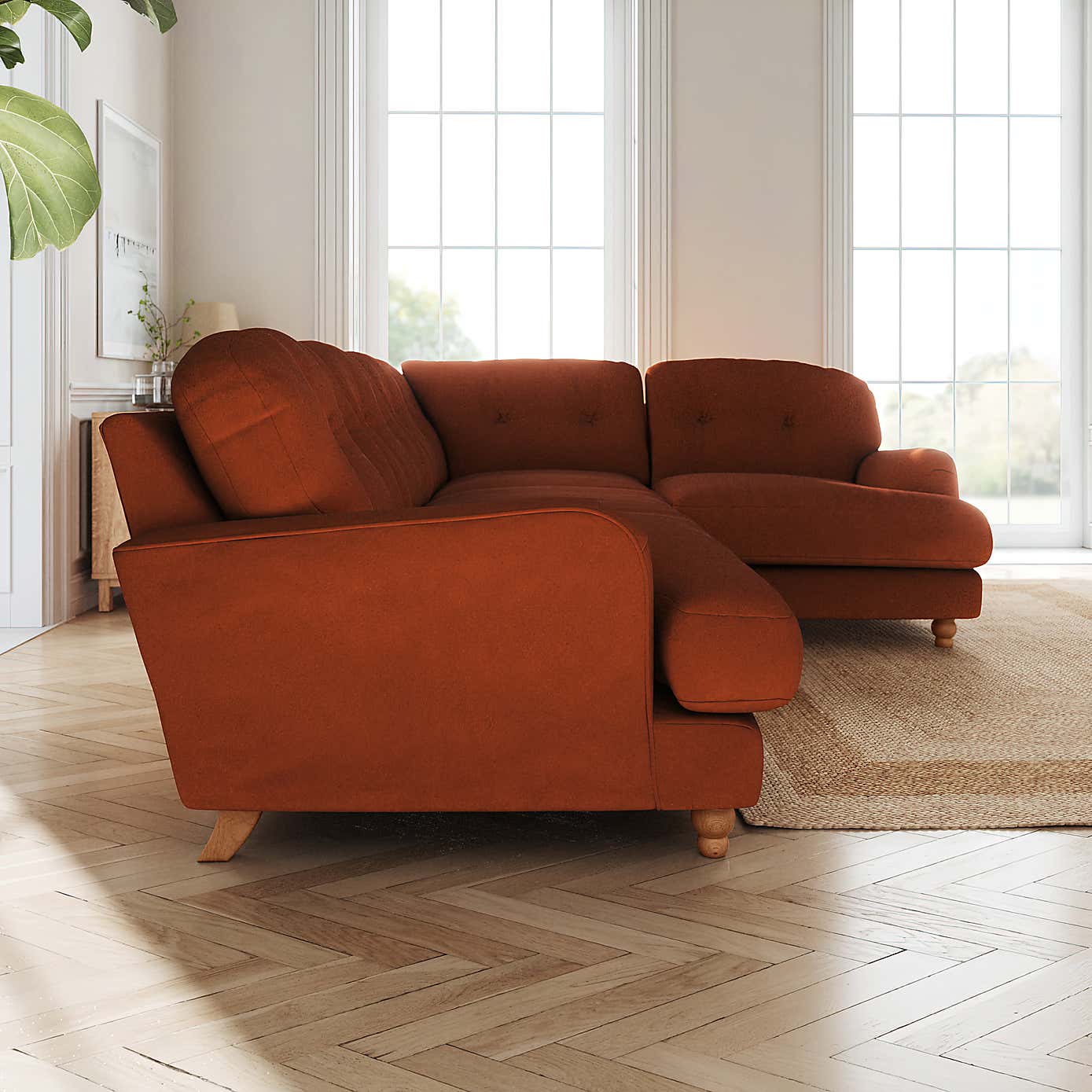 Martha Matte Plush Velvet Full Corner Sofa