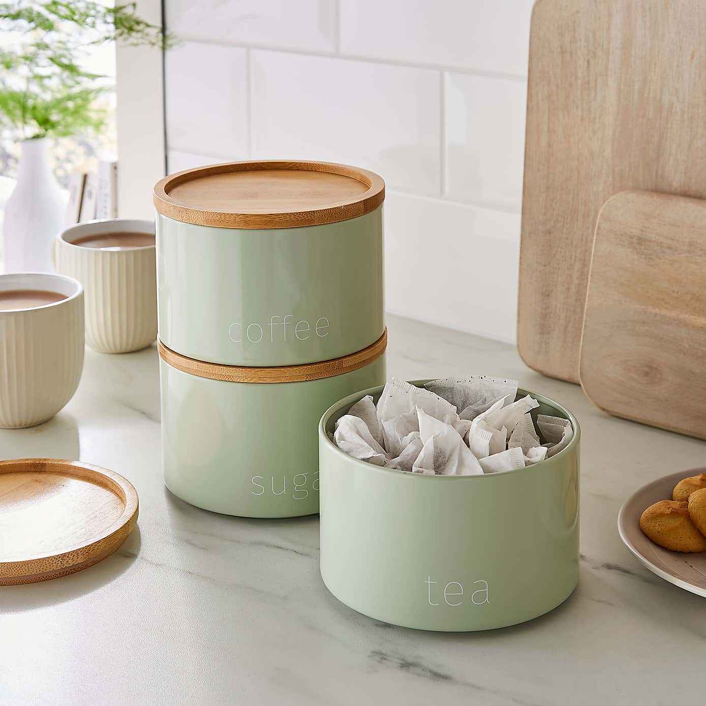 Stacking Tea Coffee Sugar Black