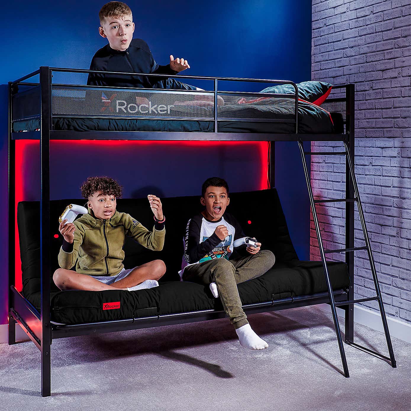 X Rocker Stronghold Gaming High-Sleeper with Futon Cushion