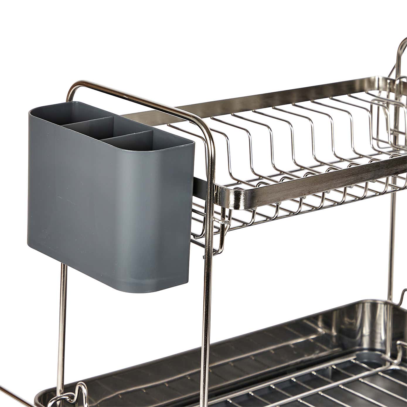 2 Tier Multi-Functional Dish Drainer Grey