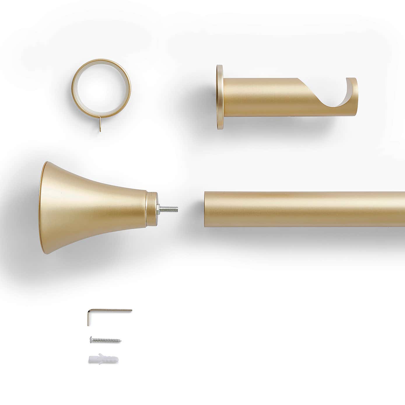 Flush Trumpet Fixed Metal Curtain Pole with Rings