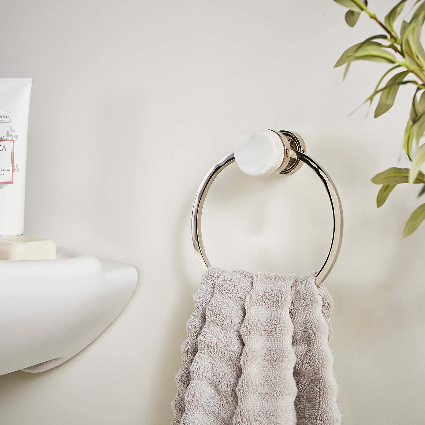 Dorma Purity Marble Towel Ring