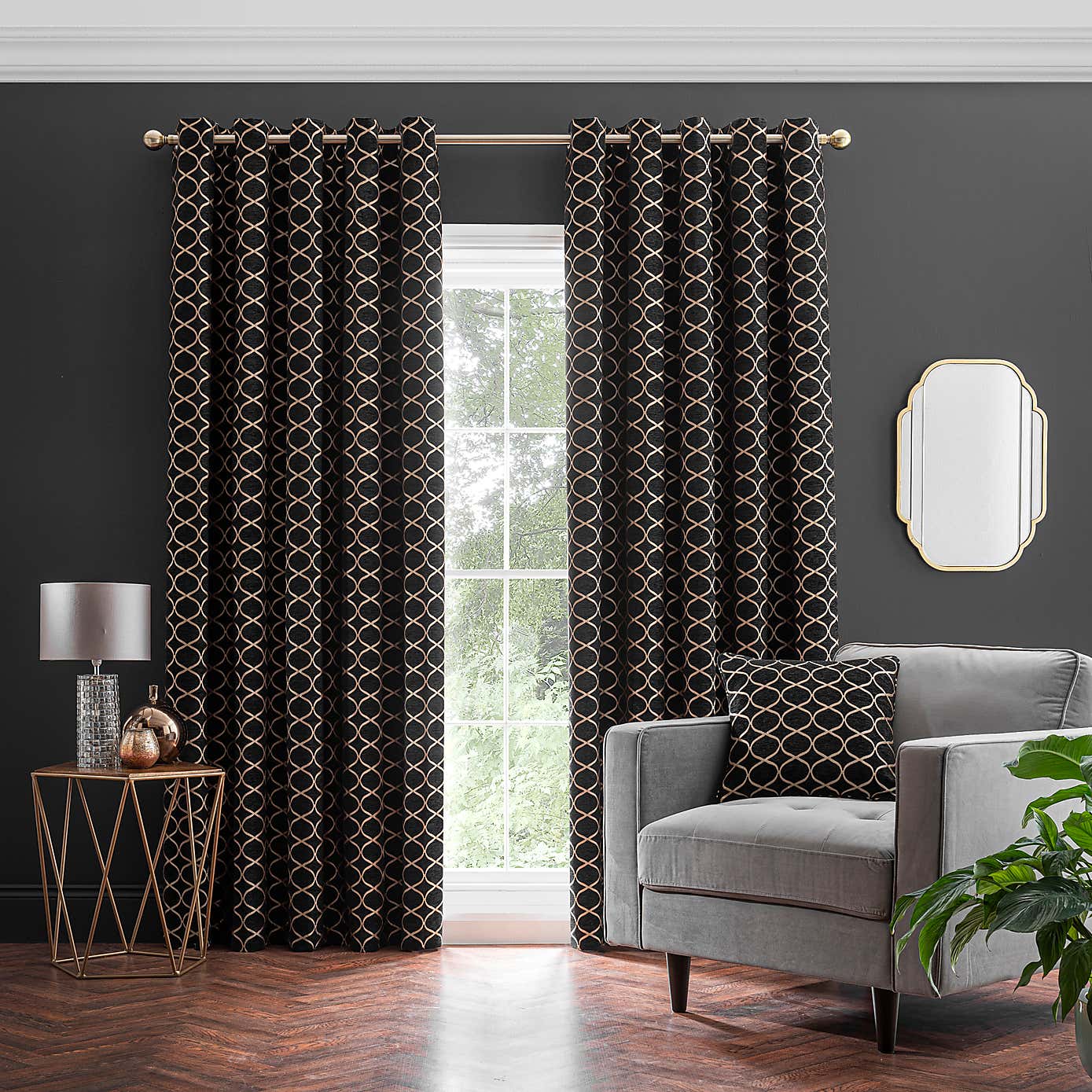 Chenille Ogee Eyelet Curtains