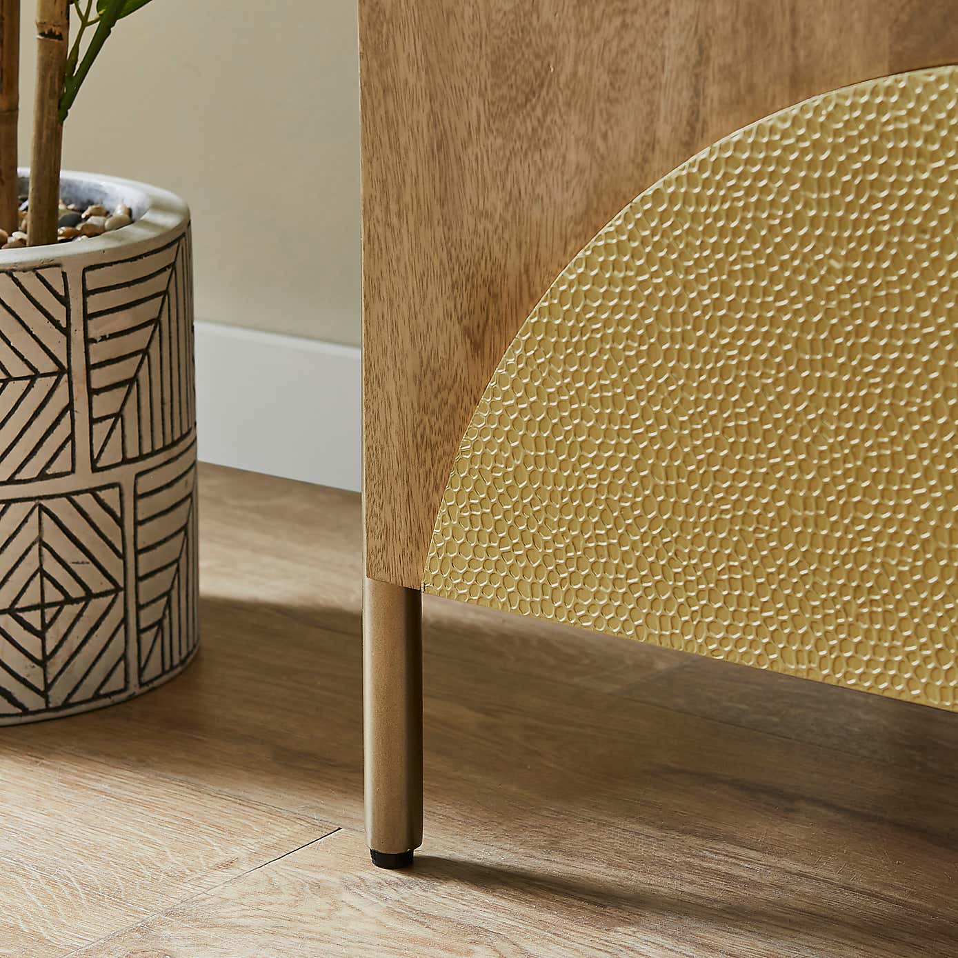 Zaneta Extra Wide TV Unit for TVs up to 80", Mango Wood and Brass