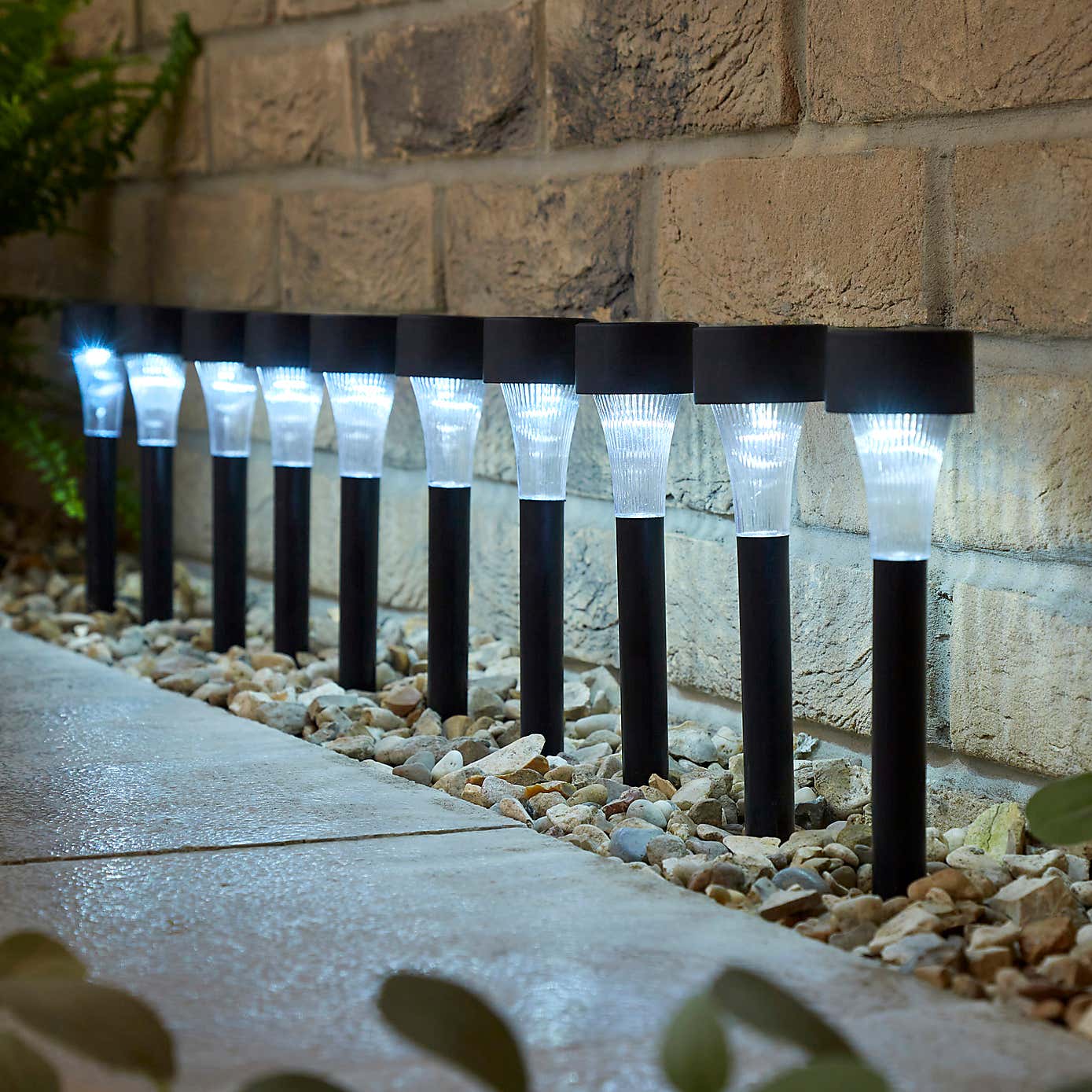 Pack of 10 Solar Plastic Stake Lights
