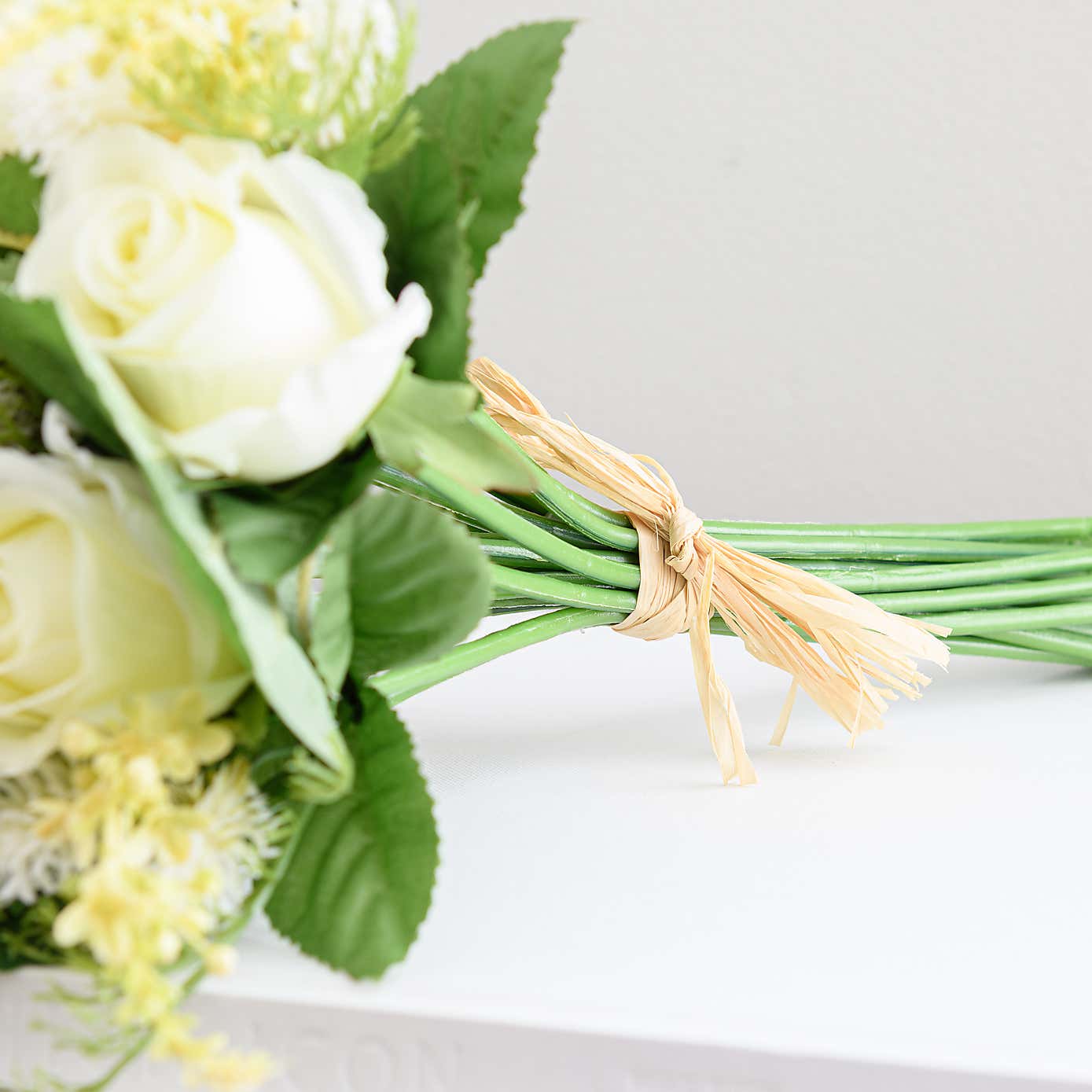 Artificial Cream Rose and Heather Bouquet