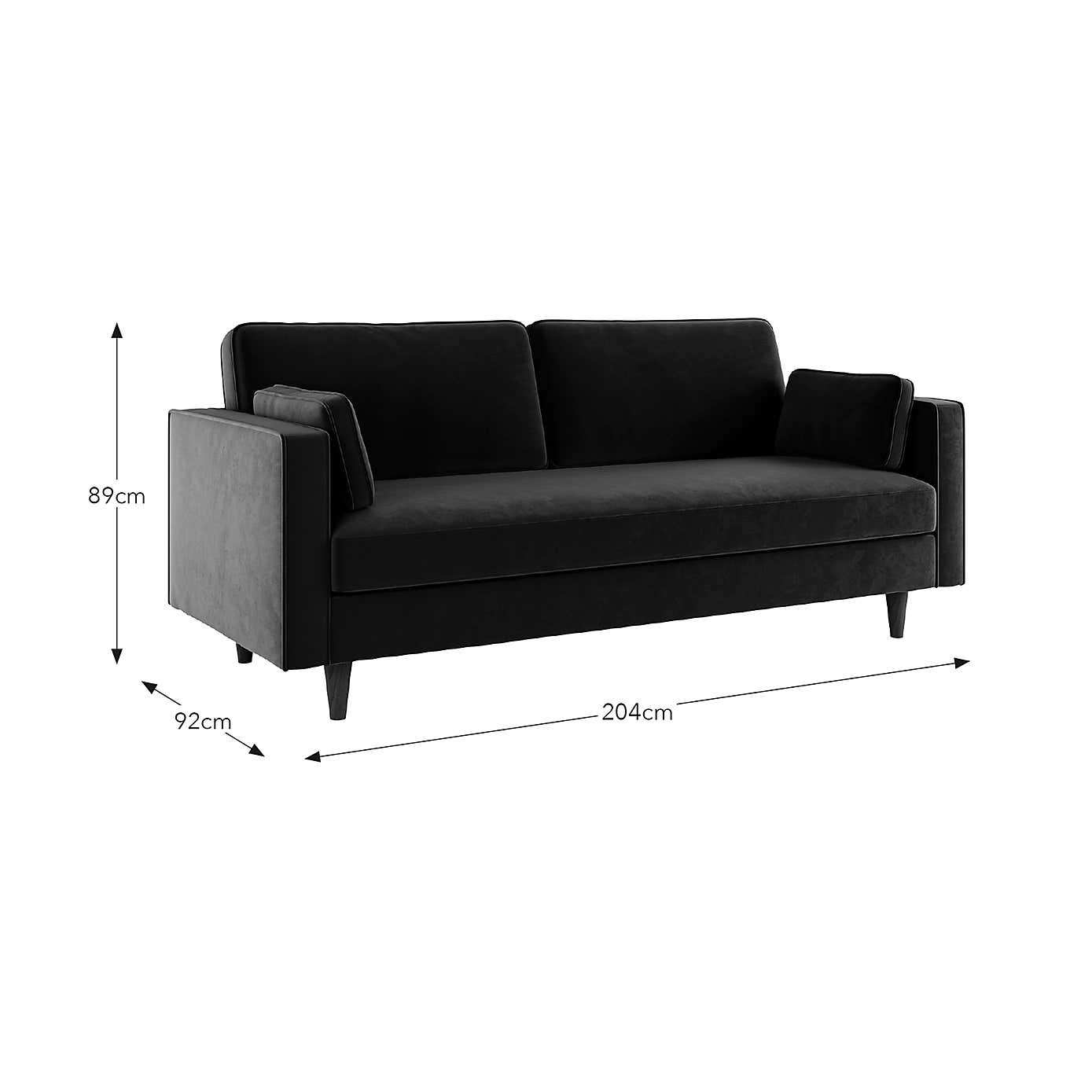 Zoe Plain Velvet 3 Seater Sofa