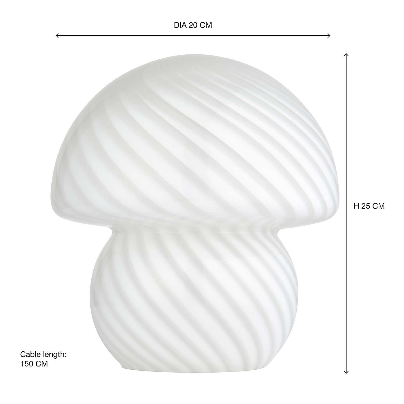 Elements Large Glass Mushroom Table Lamp
