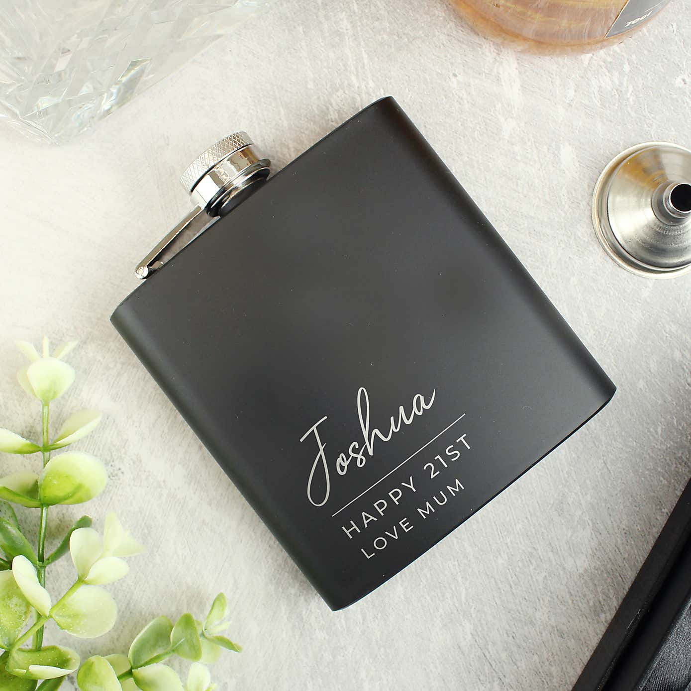 Personalised Any Occasion Black Hip Flask