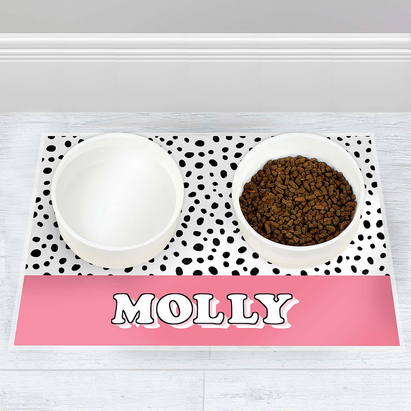 Personalised Spotty Dog Pet Bowl Mat